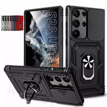 Чехол-слайдер для камеры Samsung Galaxy S24 Ultra S24 S23 Ultra S23 Plus S23 S22 A15 A35 A55 A14 A53 A73, прочный защитный чехол-кольцо Samsung Galaxy S23 красный