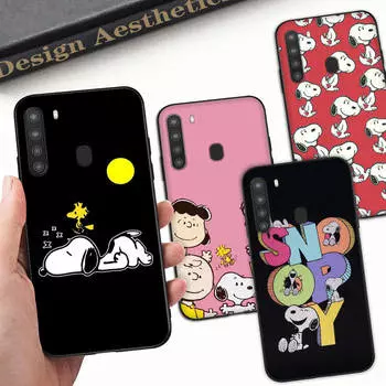 Чехол SM7 SnoopyBlack Sofe для Xiaomi Poco X6 X4 M5 M6 F5 F6 C65 C55 C50 C51 C40 Pro Redmi 14C A3X 13C 12C 11T 10A 9C Note 7 6 8A Plus Xiaomi Poco C51 4G кожа буйвола