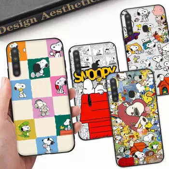 Чехол SM8 Snoopy Black Sofe для iPhone 16 15 Plus 14 13 Pro 8 SE XR XS Max P30 Nova 5T Y5P Y6 Y7 Y8P Y9 Realme C30 C33 C31 VIVO Y36 V27 Huawei Y6P 2020 бездна