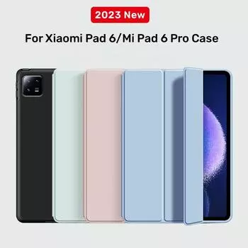 Чехол Smat для Xiaomi Pad 6 2023, 11 дюймов, тройной складной магнитный чехол из искусственной кожи для Xiaomi Mi Pad 6 MiPad 6 Pro 2023 Xiaomi Pad 6 темно-синий