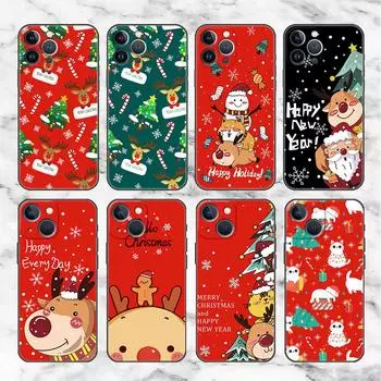 Чехол Snow Merry Christmas Funda для Apple iPhone 14 11 13 12 Pro 7 XR X XS Max 8 Plus 6 6S 14Pro черный мягкий чехол для телефона iPhone 6 6S