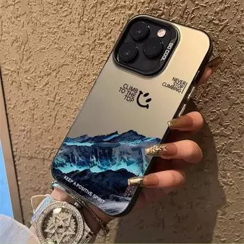 Чехол Snow Mountain для iPhone 15 Pro 14/13/12/11Xs Max/Xr/X. Лазерный дизайн Apple. Модная и стильная защита для вашего мобильного телефона. iPhone 16 Plus