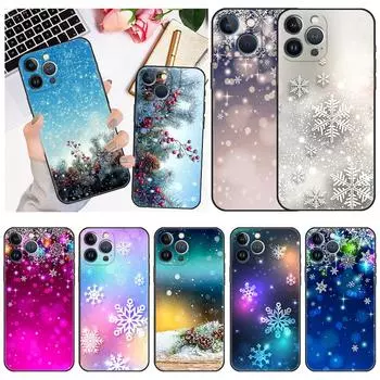 Чехол Snowflake Snow для Apple iPhone 11 13 14 7 12 Pro XR X XS Max 8 Plus 6 6S SE 2022 13Pro черный мягкий чехол для телефона iPhone 14 Pro Max