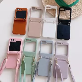 Чехол со съемным ремешком через плечо и регулируемой длиной для Samsung Galaxy Z Flip 5 4 3 S23 S22 Ultra Plus S23 FE A52 A53 A54 A24 A25/iphone 15 14 13 12 iphone 11 коричневый