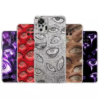 Чехол со страшным лицом и глазами для Xiaomi Redmi Note 11 Pro 10 9 9S 8 8T 7 9A 9C 9T 10 10C K40, прозрачный мягкий чехол для телефона из ТПУ Redmi Note 11 Pro 5G