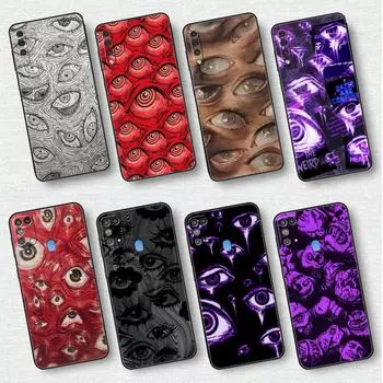 Чехол со страшным лицом и глазами, смайликом для Samsung Galaxy A50 A02s M31 A70 A30 A10 A20e A40 A10s M30s M51 M52 M22 M32, черный чехол для телефона Samsung A70