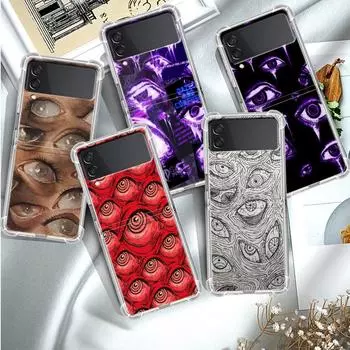 Чехол со страшным лицом и глазами, смайликом для Samsung Galaxy Z Flip 3 4 5g Funda Z Flip3, прозрачный жесткий противоударный чехол для ПК, чехол для телефона Samsung Z Flip 5G
