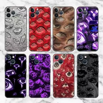Чехол со страшным лицом и глазами, смайликом для Apple iPhone 14, 11, 13, 12 Pro 7 XR X XS Max 8 Plus 6 6S 14Pro, черный мягкий чехол для телефона iPhone 6 6S
