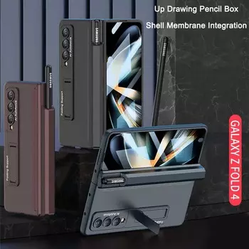 Чехол, совместимый с Samsung Galaxy Z Fold 4 5g, с подставкой и S-держателем для ручки, встроенная защитная пленка для экрана, чехол для беспроводной зарядки
