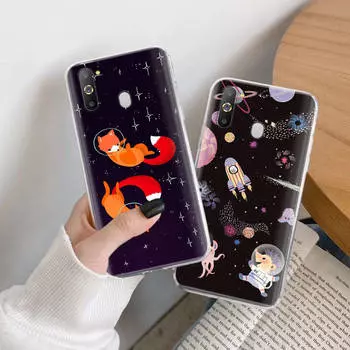 Чехол Space Animals TPU для iPhone XR 7 8 14 15 11 12 13 X XS Pro Max Xiaomi Redmi 13C Note 9 Samsung A22 S23 S24 Ultra Plus VIVO VIVO V25 Pro кожа буйвола