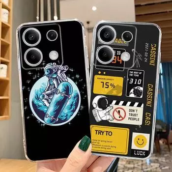 Чехол Space Astronavt для iPhone Samsung A55 A35 M34 S24 Xiaomi Redmi 13 Pro 14 Huawei Honor, противоударный бампер для телефона TPU, устойчивый к царапинам, прозрачная задняя крышка Samsung Galaxy S20 FE
