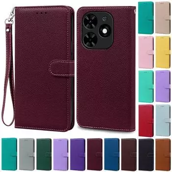 Чехол Spark Go 2024 для Tecno Spark Go 2024, кожаный чехол-кошелек, откидная крышка для Techno Spark Go 2024, чехол для телефона, чехол, Fundas Tecno Spark Go 2024 вино красного