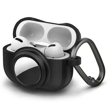 Чехол Spigen Airpods Pro Case AirTag Attached Charge Case Cover with Carabiner Противоударный чехол для беспроводной зарядки с двойной структурой Tag Armor Duo чёрный