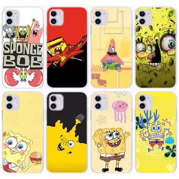 Чехол ST84 Spongebob для Samsung A04 A14 A23 A34 A54 M23 M33 M52 M53 Realme 10 9 C30S C35 C55 VIVO Y02S Y21 Y33S Y51 X80 Pro Прозрачный чехол Samsung M23 5G коричневато-жёлтый