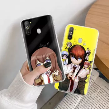 Чехол Steins Gate TPU для iPhone XR 7 8 14 15 11 12 13 X XS Pro Max Xiaomi Redmi 13C Note 9 Samsung A22 S23 S24 Ultra Plus VIVO VIVO Y19 кожа буйвола