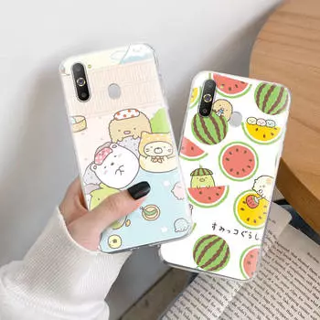 Чехол Sumikko gurashi TPU для iPhone XR 7 8 14 15 11 12 13 X XS Pro Max Xiaomi Redmi 13C Note 9 Samsung A22 S23 S24 Ultra Plus VIVO Samsung S20 Plus кожа буйвола