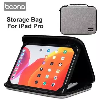 Чехол-сумка Boona для iPad Pro 11 дюймов, противоударный чехол, сумка на молнии с кронштейном, сумка для планшета, ноутбука, портфель 11 inch чёрный