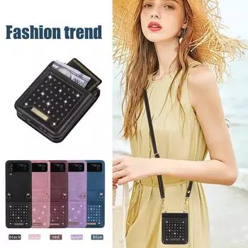 Чехол-сумка через плечо для Samsung Galaxy Z Flip 3 Z Flip 4 5G S23 S22 Utlra S21 Plus S20 FE A13 A54 A52, кожаный чехол для телефона с вспышкой, противоударный чехол-бумажник Samsung Z flip 3 розовый