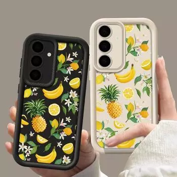 Чехол Summer Fruit для Samsung S24 Fe S23 Ultra A55 A53 A35 A15 A06 A16, мягкий силиконовый чехол для защиты объектива, цвет «конфетка», ударопрочный Samsung S24 чёрный
