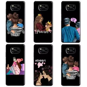 Чехол «Супер папа, мама, девочка-близнец» для POCO F3 F1 F2 M3 M4 X4 GT X3 Pro для Xiaomi Mi 11 Lite Ultra Mi 11T 12 Pro Coque Mi 9T (9T Pro)