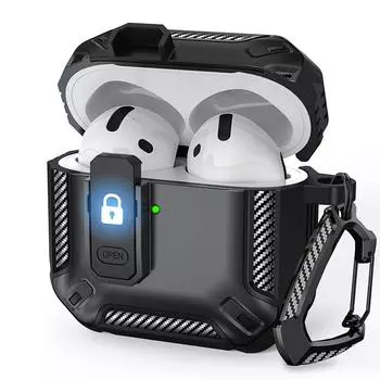 Чехол Switch Secure Lock, совместимый с AirPods 4-го поколения, противоударный защитный чехол для Apple AirPods 4 2024 года For Airpods 4 2024 чёрный