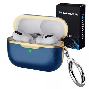 Чехол TALENANA AirPods Pro 2 Чехол AirPods Pro 2 из кожи Кожаный полный защитный чехол Защита от падений Ударопрочный Пыленепроницаемый Крепление и подзарядка синий