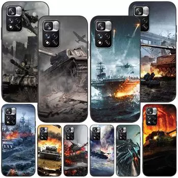 Чехол Tank Fighter Warship для Xiaomi Redmi Note 9S 9 8 10 11 Pro 9C 9A 7 8T 7A 8A 10S 11T 11E 9T, черный мягкий силиконовый чехол для телефона Redmi Note 11