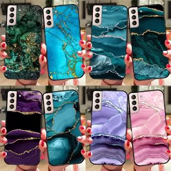 Чехол Teal Blue Gold Agate Marble для Samsung Galaxy S22 Ultra Note 20 10 S10 S9 S8 Plus S20 S21 FE, чехол для телефона Galaxy S8