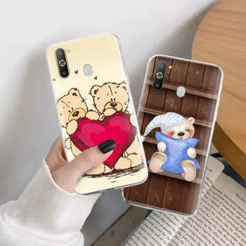 Чехол Teddy Doll TPU для iPhone XR 7 8 14 15 11 12 13 X XS Pro Max Xiaomi Redmi 13C Note 9 Samsung A22 S23 S24 Ultra Plus VIVO Samsung A40S аэро