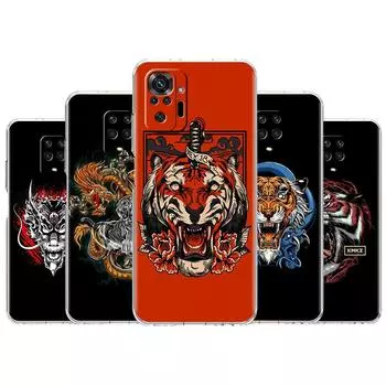 Чехол Tiger Animal для Xiaomi Redmi Note 11 Pro 10 9 9S 8 8T 7 9A 9C 9T 10 10C K40 прозрачный мягкий чехол для телефона TPU Redmi Note 11 Pro 5G