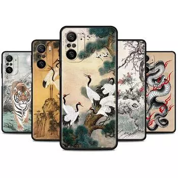 Чехол Tiger Crane ART для Xiaomi Redmi Note 11 10 9 Pro K40 10S 9S 9A 9C, чехол для телефона 9T 8 8T 7 11T, силиконовый чехол Redmi K40 Pro