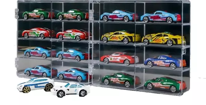 Чехол Tomica прозрачный чехол для хранения мини-автомобиля, коллекция, 16 единиц, квадраты x 2 1/64 (8 шт.) [элемент]