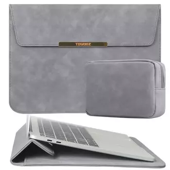 Чехол TOWOOZ Macbook Air m3 для 13-дюймового Macbook Совместимость с чипами M1 M2 M3 Тонкий Ударопрочный Водоотталкивающий Магнитный дизайн В комплект входит сумка для хранения серый