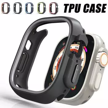 Чехол TPU без пленки для Apple Watch Ultra 49 мм 9 8 7 44 мм 40 мм 45 мм 41 мм для IWatch Series 6 5 4 SE Защитный бампер рамка крышка протектор 49mm for apple watch ultra/ultra 2