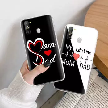 Чехол TPU для мамы и папы для iPhone XR 7 8 14 15 11 12 13 X XS Pro Max Xiaomi Redmi 13C Note 9 Samsung A22 S23 S24 Ultra Plus VIVO iPhone 12 Pro кожа буйвола