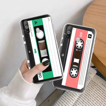 Чехол TPU с кассетной лентой для iPhone XR 7 8 14 15 11 12 13 X XS Pro Max Xiaomi Redmi 13C Note 9 Samsung A22 S23 S24 Ultra Plus VIVO VIVO Y21 аэро