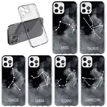 Чехол Twelve Constellations для Apple iPhone 11 13 14 12 Pro 7 8 Plus XR X XS Max 6 6S 14Pro прозрачный силиконовый чехол для телефона iPhone 14 Pro Max