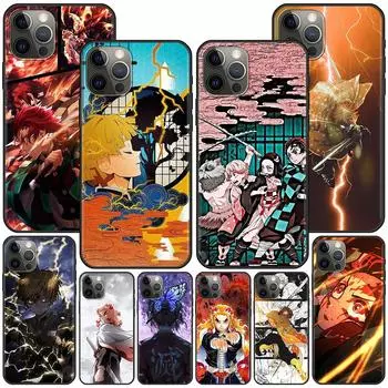 Чехол «Убийца демонов» для iPhone 14 11 13 Pro Max 12 Mini XR 7 8 Plus SE 2020 XS 6 6S + 5 5S, черный мягкий чехол-сумка для мобильного телефона iPhone 14 Pro Max