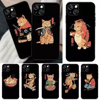 Чехол Ukiyo-e Samurai Cat Neko Ramen для iPhone 13 14 Pro Max 11 12 Mini 6S 7 8 Plus SE 2020 2022 X XR XS MAX, чехол iPhone 8