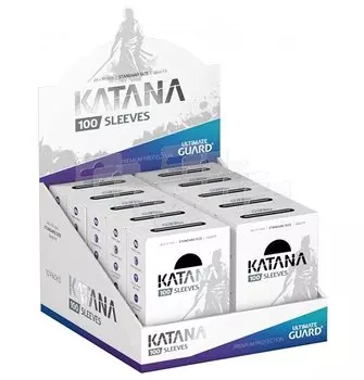 Чехол Ultimate Guard Katana, стандартный размер, черный, 100 карт x 10 чехлов для карт с коробкой-дисплеем