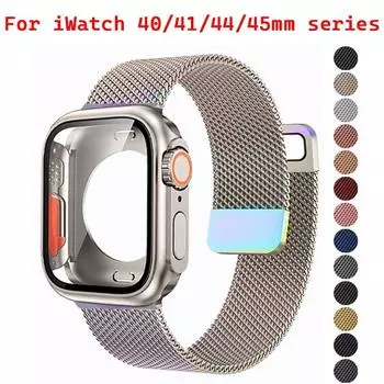 Чехол Ultra + ремешок с миланской петлей для Apple Watch, ремешок 44 мм, 45 мм, обновленный браслет Ultra Correa IWatch Series 8 7 6 5 4 SE