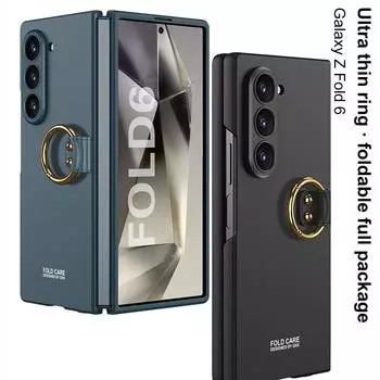 Чехол Ultra Thine Hard PC Phone для Samsung Galaxy Z Fold 6 5 4 с держателем кольца For Galaxy Z Fold 6 серебряный