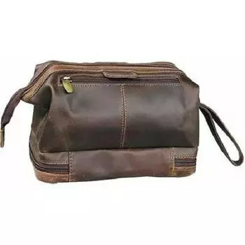 Чехол унисекс из натуральной кожи буйвола, дорожный набор, мужская сумка для туалетных принадлежностей, дорожная сумка Dopp Men коричневый