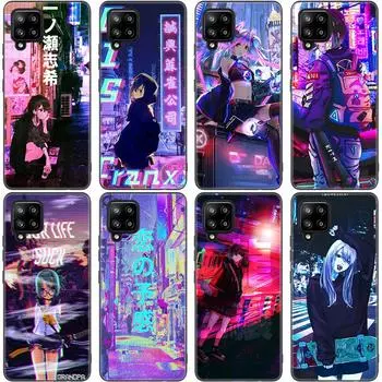 Чехол Vaporwave Glitch с аниме для Samsung Galaxy A12 A02S A22 A32 A52 A72 A71 A51 A41 A31 A21 A11 A50 A70 A10S A20S, черный чехол Samsung A41