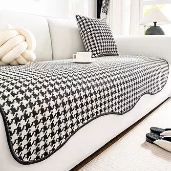 Чехол в клетку нерегулярной формы для дивана, чехол для дивана из шенилла, противоскользящий чехол для мебели на все времена года, для домашних животных и детей, 3-местный 70x70cm 1pc