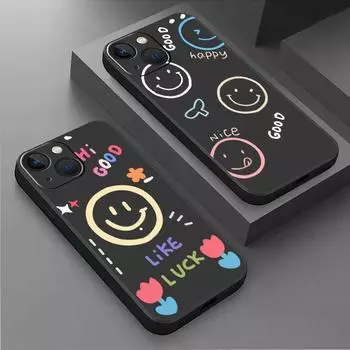 Чехол в полоску со смайликами для Apple iPhone 14 13 11 12 Pro 7 XR X XS Max 8 Plus 6 6S SE 2022 13Pro черный мягкий чехол для телефона iPhone 14 Plus