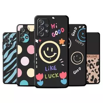 Чехол в полоску со смайликом для Samsung Galaxy A52 A12 A32 A51 A21s A71 A13 A53 A22 A31 A72 A03 A02s A41, черный чехол для телефона Samsung A53 5G