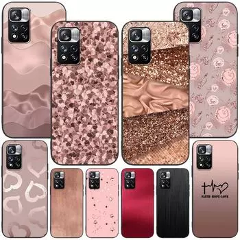 Чехол в стиле розового золота с любовью для Xiaomi Redmi Note 11 10S 8T 10 12 Pro Plus 11T 8 9 11E 11S 5 Pro 9S 7, мягкий черный чехол из ТПУ для телефона Redmi Note 5 Pro