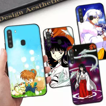 Чехол WD15 InuYasha Anime Black Sofe для Samsung Note 20 Lite S24 Ultra S23 A03 A05 A06 A11 A71 A15 A16 A13 A24 A25 A33 A52 A53 A50 M55 M35 Plus Samsung Quantum 2 кожа буйвола