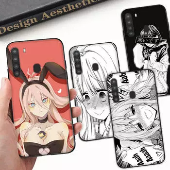 Чехол WD18 Girl Anime Black Sofe для iPhone 16 15 Plus 14 13 Pro 8 SE XR XS Max P30 Nova 5T Y5P Y6 Y7 Y8P Y9 Realme C30 C33 C31 VIVO Y36 V27 Huawei Y8S бездна